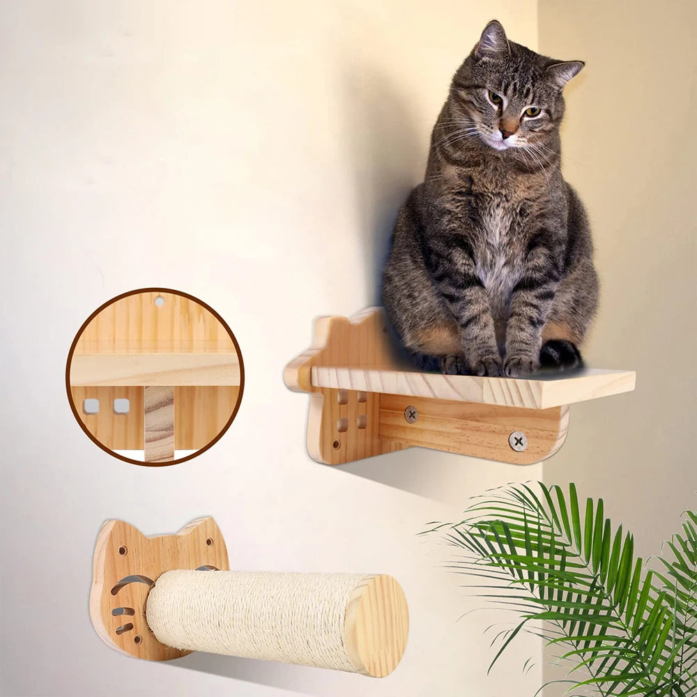 arbre A chat mural et un chat installer sur une planche en bois
