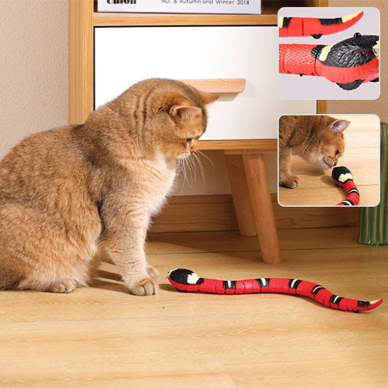jouet pour chat amusant avec un serpent rouge qui bouge lumineux