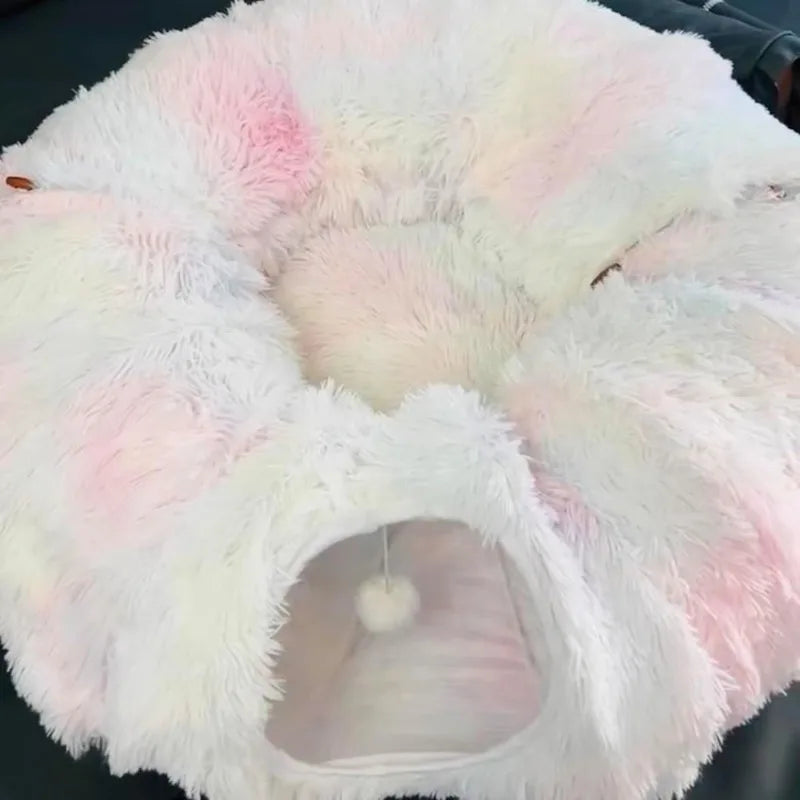 tunnel pour chat multi couleur en peluche
