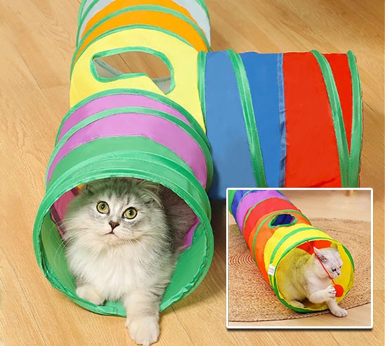tunnel pour chat avec 3 sortie multi couleur
