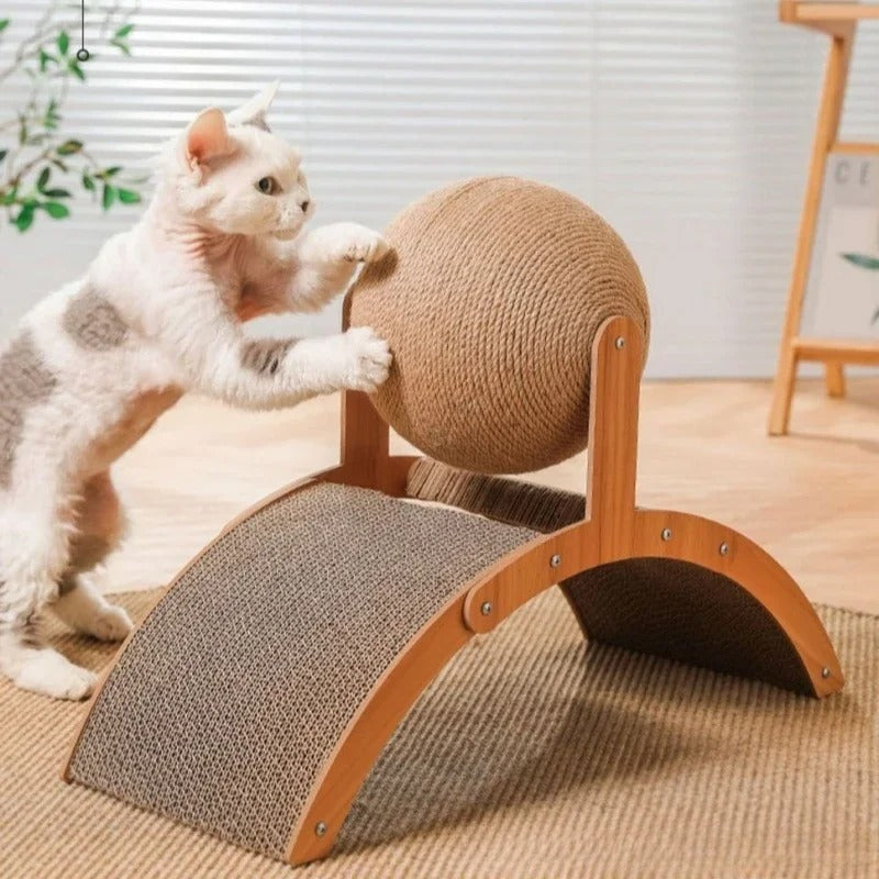 griffoir - boule à gratter avec un chaton griffe le boule en sisal