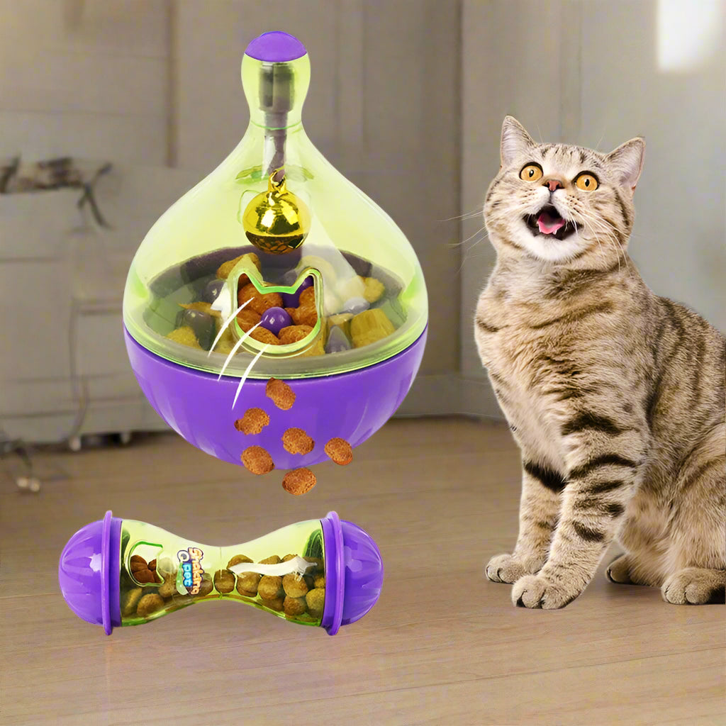 jouet pour chat avec de style de distributeur de croquette  forme os et verre