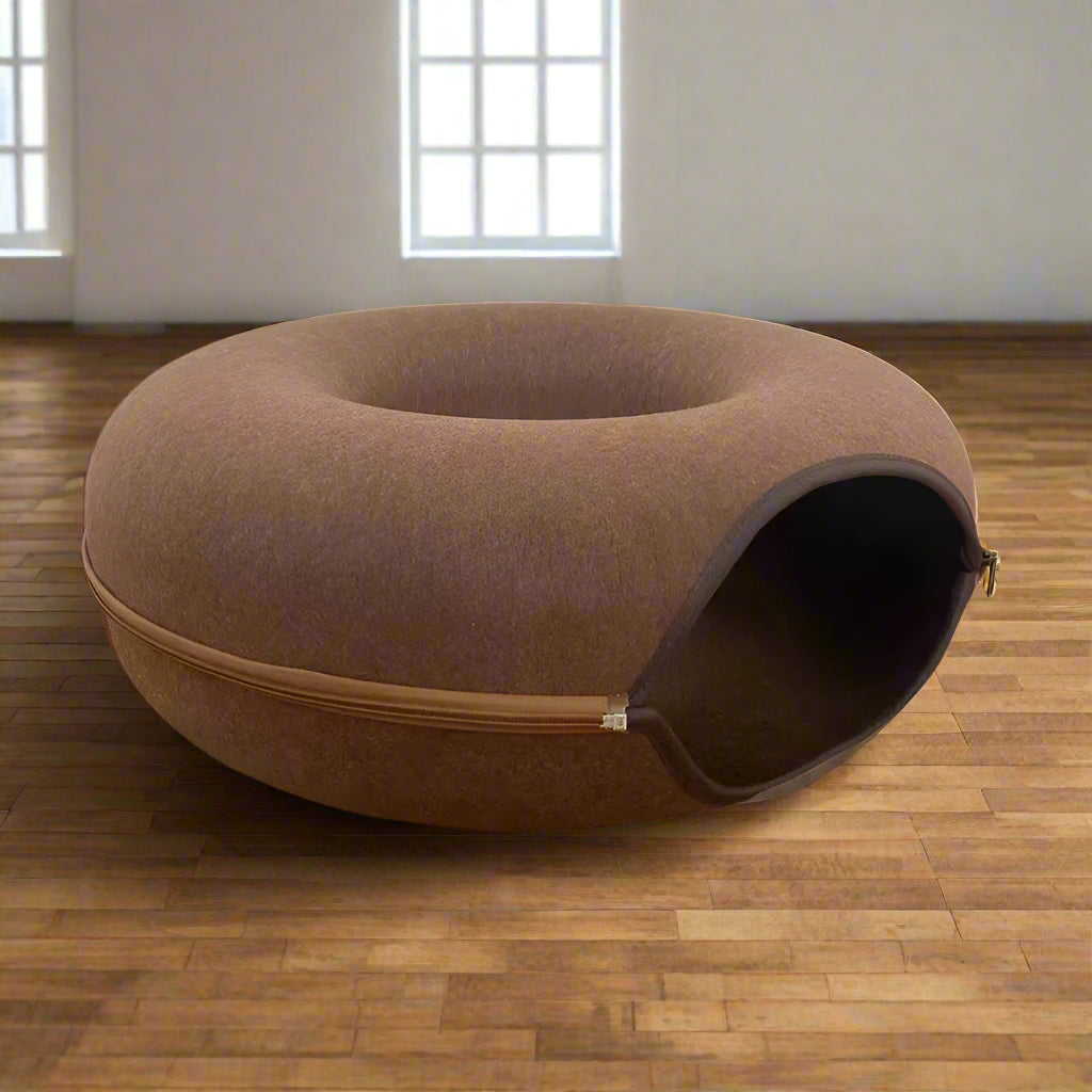 tunnel pour chat marron 